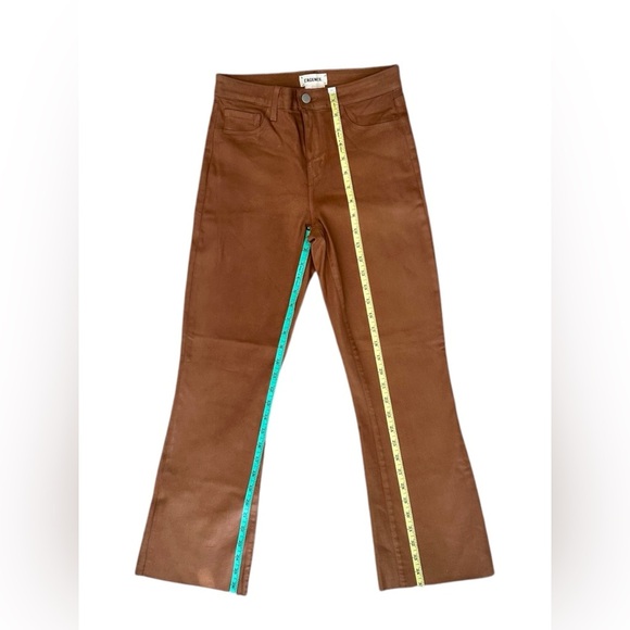 L’AGENCE Jeans Kendra Coated Cropped Flare Java Tan Denim Women Size 25 NWOT NEW - Picture 9 of 12